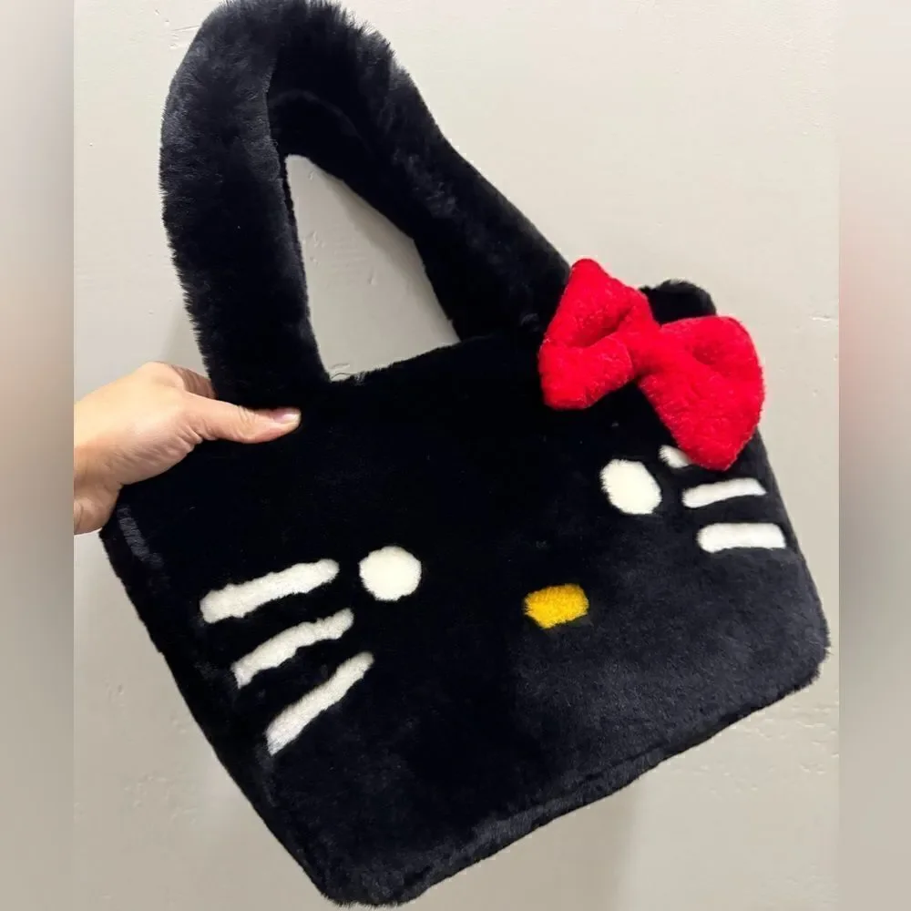 Colorblock Handmade Real Shearling Kitty Cat Large Tote/Shoulder Bag/Crossbody